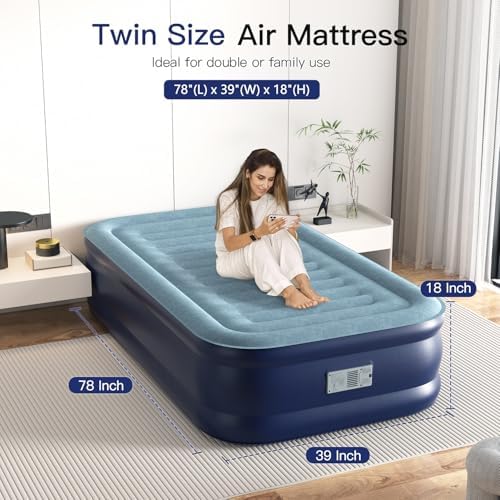 Compact Luxury Inflatable Air Mattress for Twinned Sleepers - Built-in Pump Auto-Stop and More