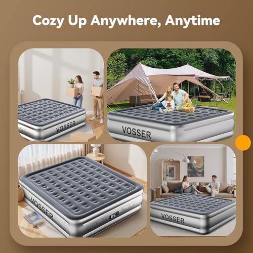 3-Min King Air Mattress with Built-In Pump Silver