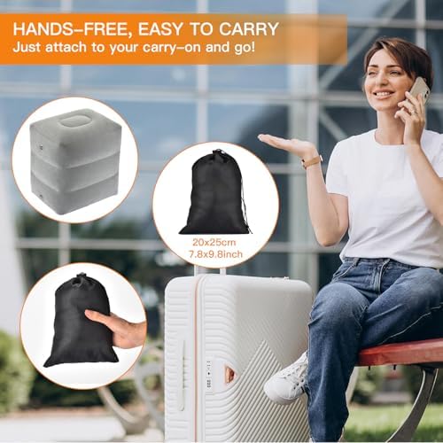 Adjustable Inflatable Airplane Foot Rest for Kids and Adults