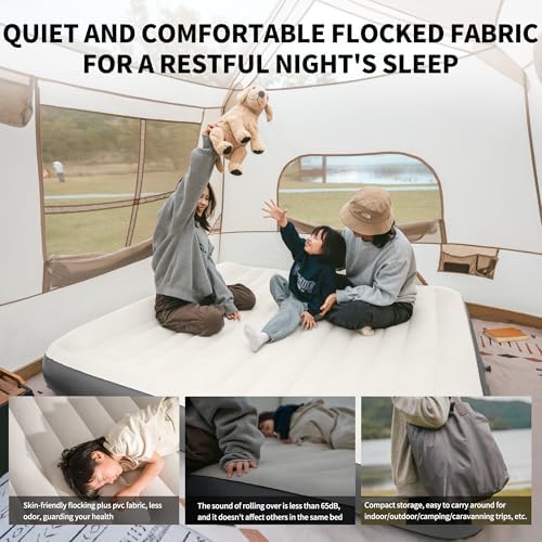 Compact Ergonomic Queen Air Mattress with Rechargeable Pump