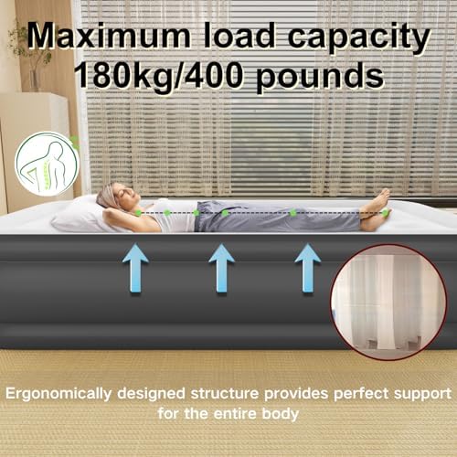 Thick Velvet Texture 18 Air Mattress with Built-In Pump for Camping Home