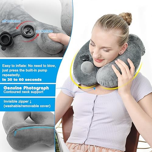 VOPHIA Inflatable Airplane Footrest Neck Pillow