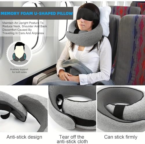 Travel Pillow for 360 Comfort Memory Foam Neck Pillow Ergonomic Design 2024 New Design