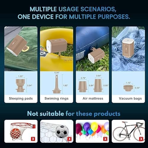 Epsilon Portable Air Pump 5 Nozzles Ultra-Fast Electric 1200mAh Air Pump with Light