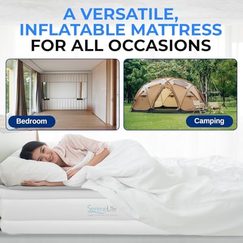 SereneLife Luxury Full Size Air MattressComfort Support for Home Camping and Travel