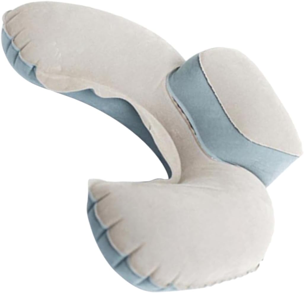 2pc Travel Neck Pillow with Hood Inflatable Memory Foam Pillow for Car Plane Outdoor