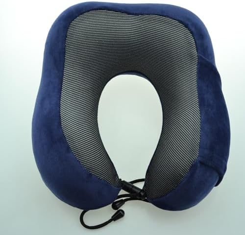 Bi-Trust U-Shape Memory Foam Travel Pillow Neck Support Head Rest Car Plane Cushion - Dark Blue