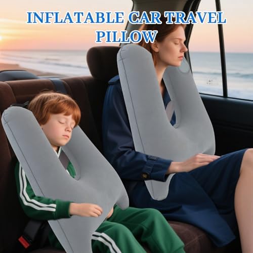 Adjustable Inflatable Travel Pillow for Neck and Head Support Foldable and Portable Car Necessity