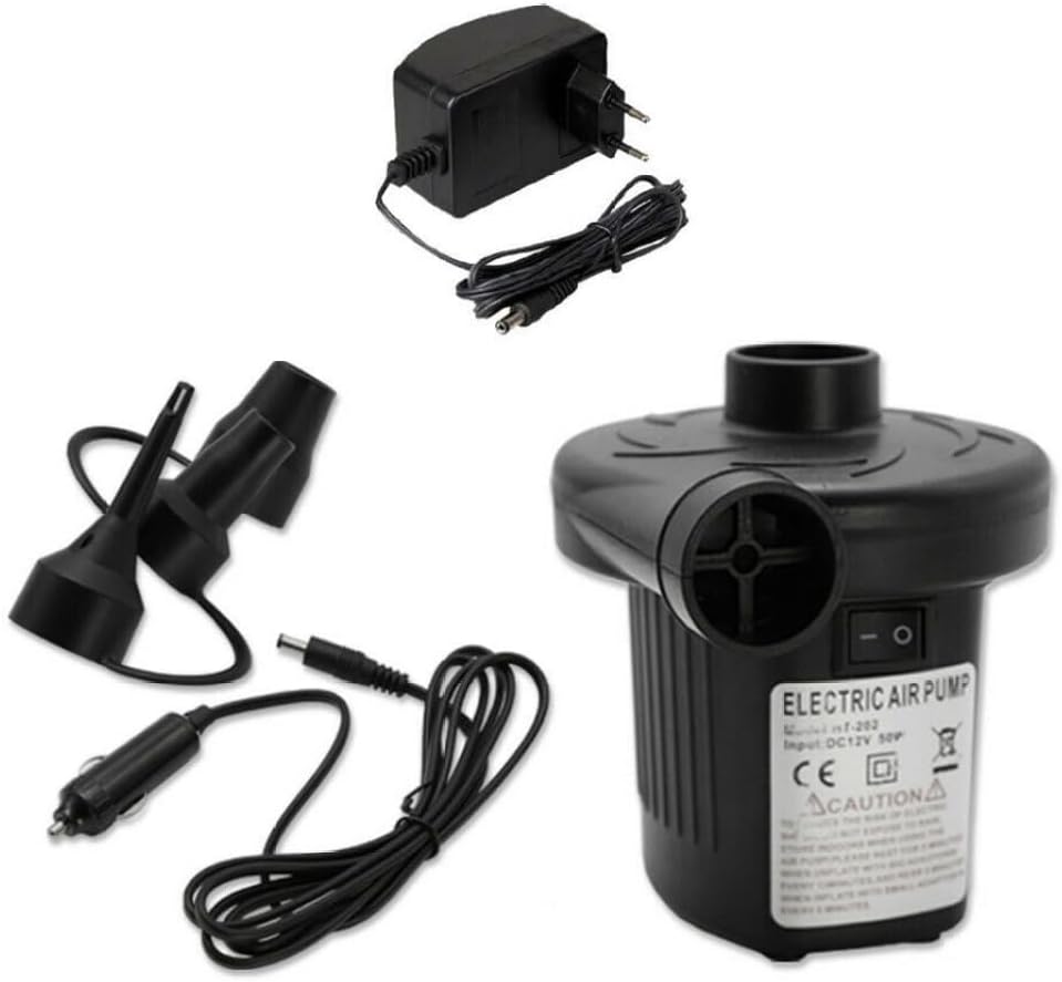 Electric Air Pump 2-in-1 with 3 Nozzles 230V 12V Multi-Freiburgger for Inflatable Mattresses Boats