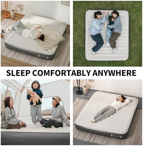 Compact Ergonomic Queen Air Mattress with Rechargeable Pump