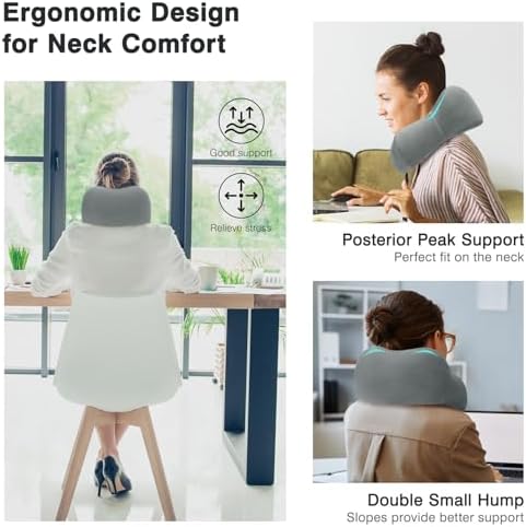 Airline Neck Pillow Set 3-Piece 360-Degree Memory Foam Pillow for Travel Car Plane Home Reduces Neck and Head Pressure