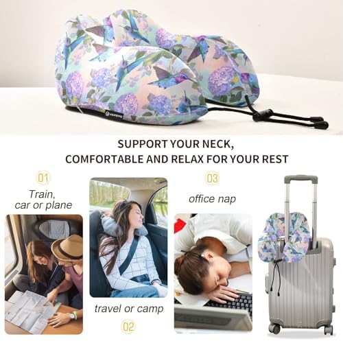 ALAZA Memory Foam Travel Neck Pillow - Washable Portable Memory Support for Airplanes Camping More