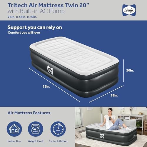 Sealy 2 Pack Tritech 20 Inch Inflatable Air Mattress Twin