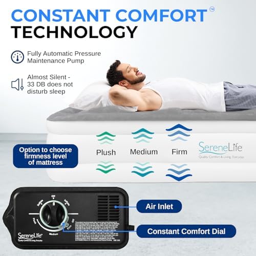 SereneLife Twin Air Mattress with Adjustable Firmness