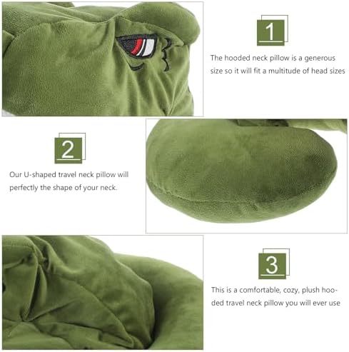 Dinosaur Hooded Travel Pillow Plush Neck Support Cushion