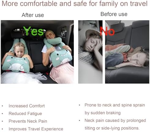 Long Huo U-Shaped Travel Pillow for Adults and Kids - Skin-Friendly Car Seat Pillow for Road Trips