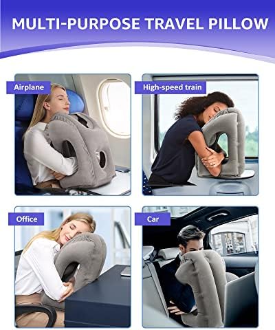 Sunany Travel Pillow - Plane Pillow with Storage Bag Ergonomic Air Pillow for Easy Naps