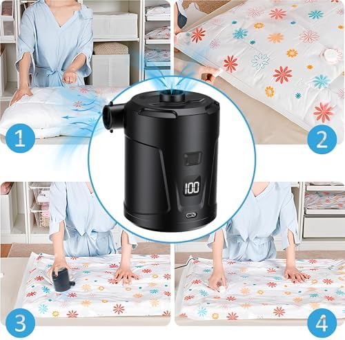 EAFC Electric Air Pump System 5200mAh Rechargeable 4000Pa Inflator for Air Mattresses Camping More