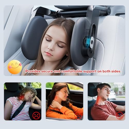 Adjustable Car Pillow with Headrest Support for Kids Adults
