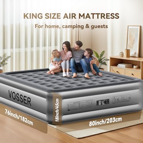 3-Min King Air Mattress with Built-In Pump Silver
