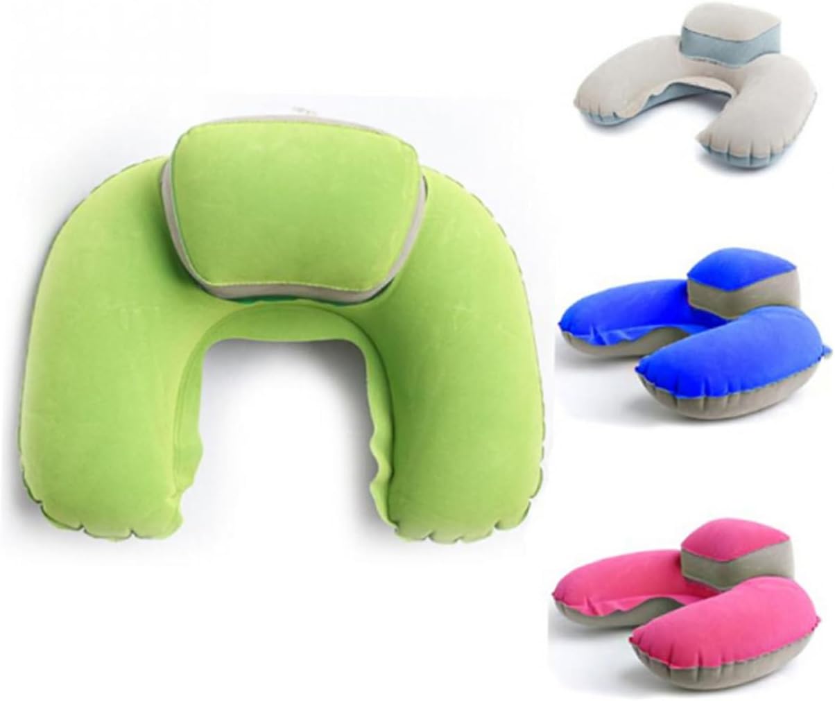 ERINGOGO Inflatable Nap Pillow with Earplug Grey for Memory Foam Travel Camping Outdoor U-Shaped