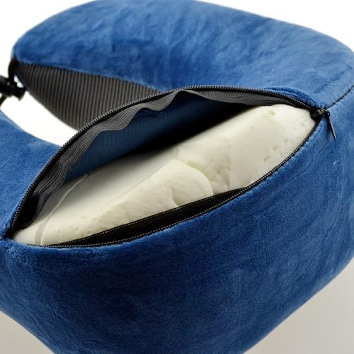 Bi-Trust U-Shape Memory Foam Travel Pillow Neck Support Light Blue