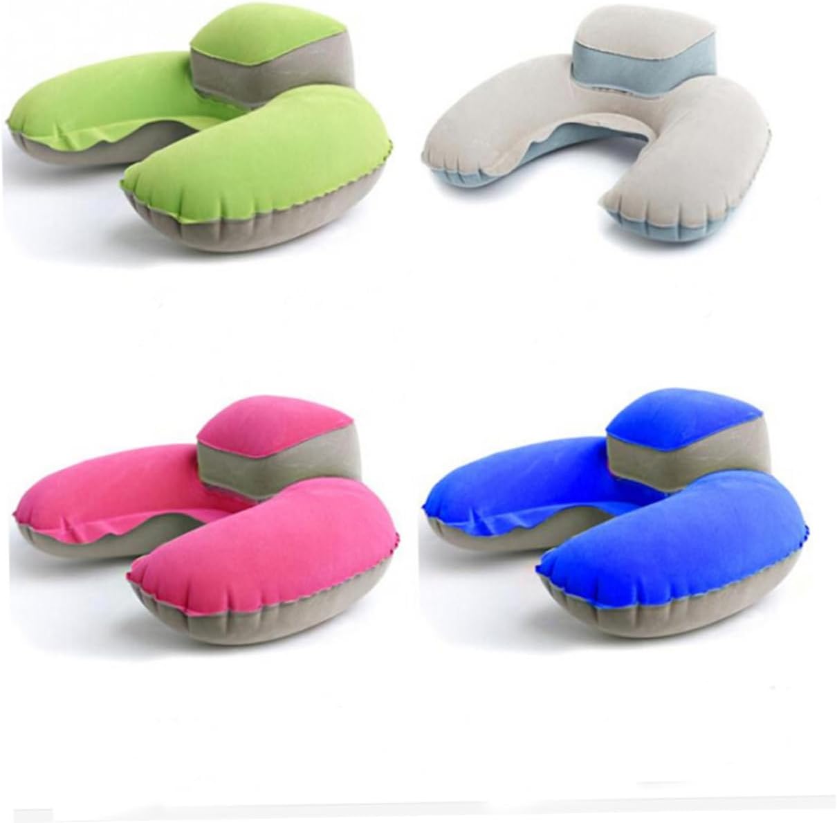 2pc Travel Neck Pillow with Hood Inflatable Memory Foam Pillow for Car Plane Outdoor