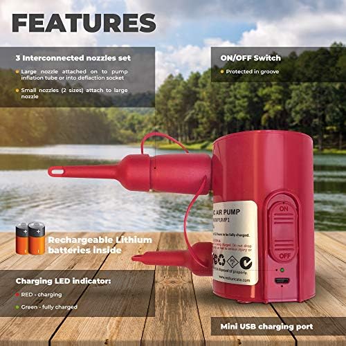 Red Suricata Rechargeable Air Pump Mini Portable For Inflatables