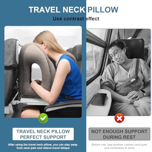 Adjustable 60 Inflatable Travel Air Pillow for Neck and Shoulder Comfort