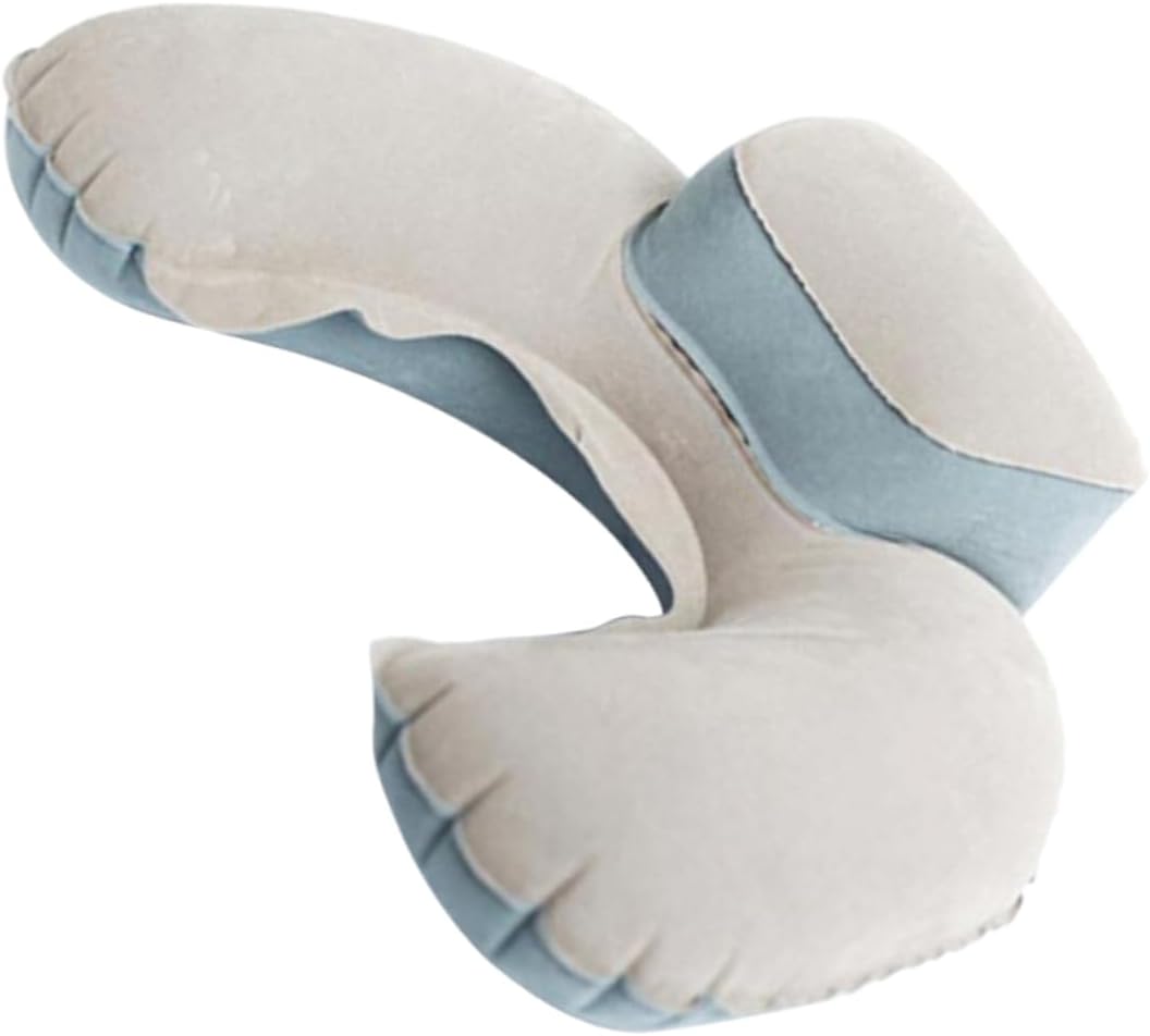 ERINGOGO Inflatable Nap Pillow with Earplug Grey for Memory Foam Travel Camping Outdoor U-Shaped
