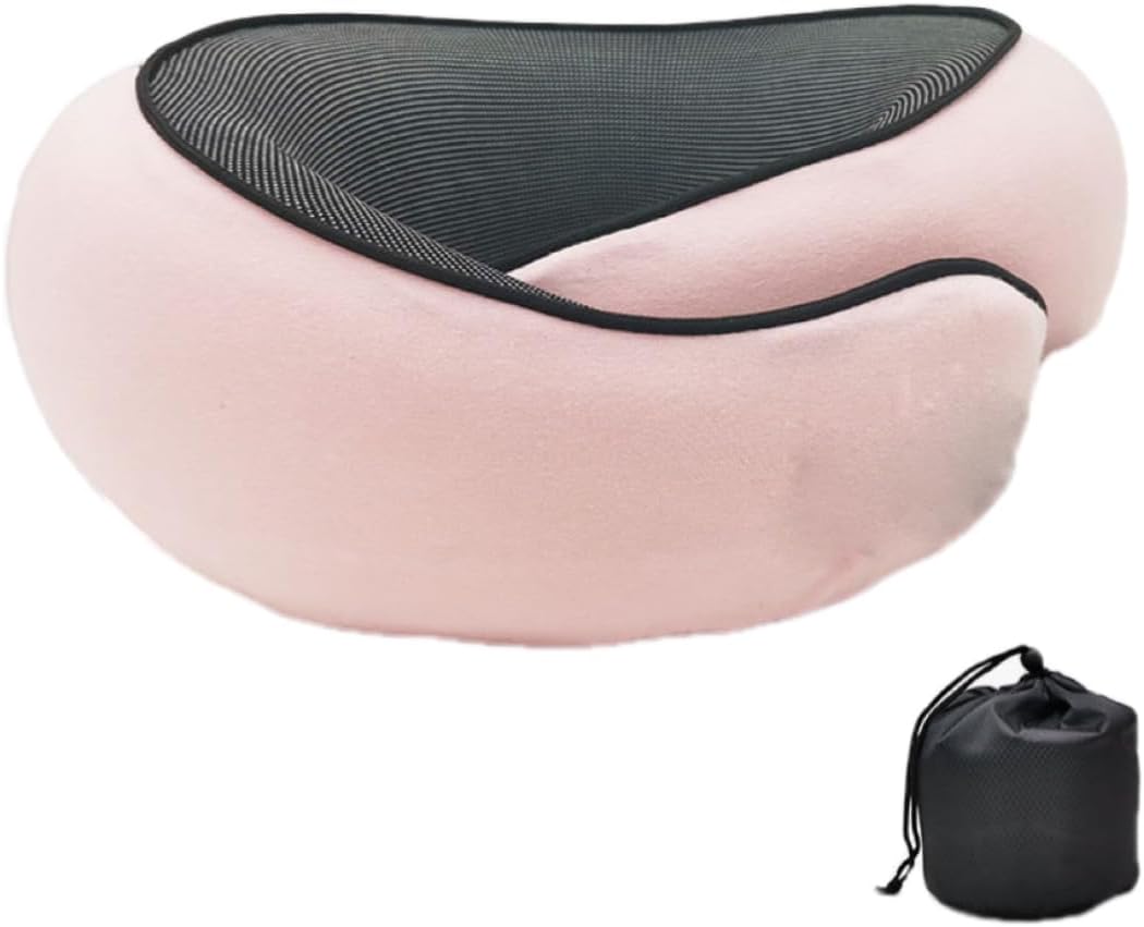 Comfortable Ergonomic Travel Pillow for Neck Support pink Memory Foam Adjustment Breathable Design