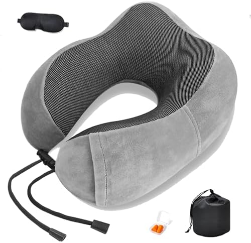 Comfortable Memory Foam Travel Pillow with Eye Mask and Ear Plugs