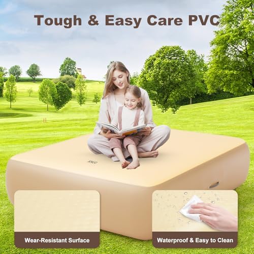 KNUO Queen Air Mattress 1000lbs Support 16in Thick 30-Day Use Luxury flat comfort inflation bed camping and home guests