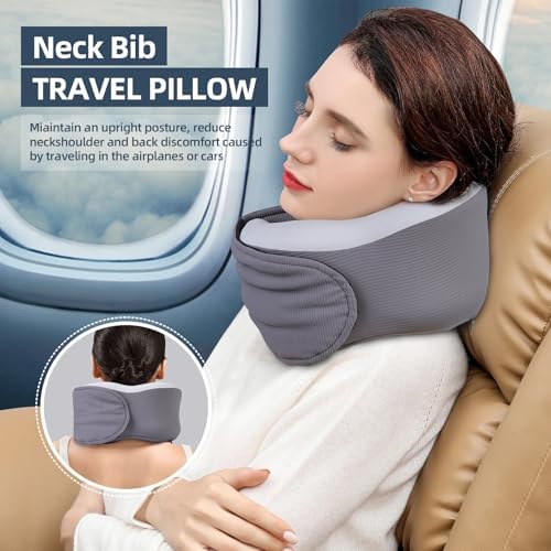 Parniho Comfort Neck Pillow - Ergonomic Travel Pillow with Eye Mask for Airplane and Car Use