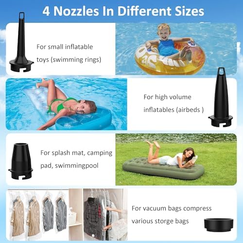 EAFC Electric Air Pump System 5200mAh Rechargeable 4000Pa Inflator for Air Mattresses Camping More