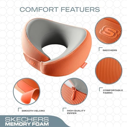 Skechers Memory Foam Travel Pillow Orange