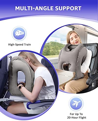 Sunany Travel Pillow - Plane Pillow with Storage Bag Ergonomic Air Pillow for Easy Naps