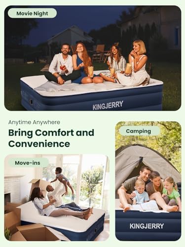 Soft and Cozy Luxury Air Mattress with Built-In Pump 900 lbs Support Easy to Inflate for Home Guests