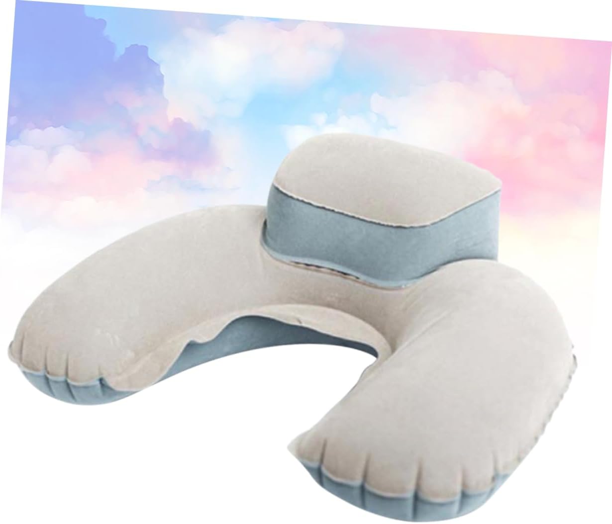 2pc Travel Neck Pillow with Hood Inflatable Memory Foam Pillow for Car Plane Outdoor