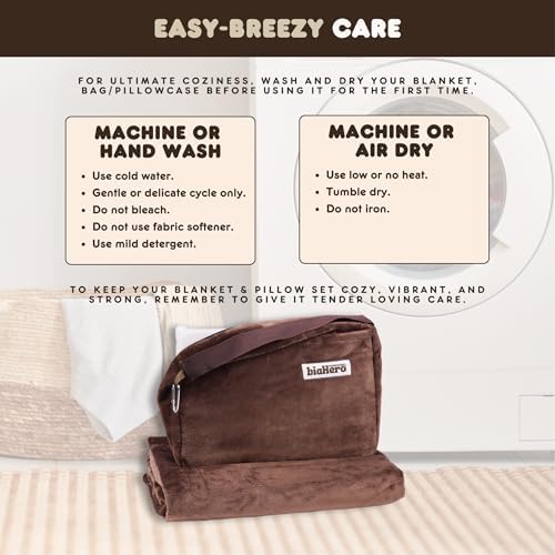 bCollections XL Travel Blanket Pillow Set - Ultra-Soft Cozy for Long Flights