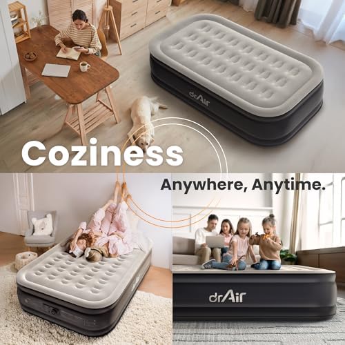 Dr Air Twin Air Mattress 18 Inflatable Bed for Home Camping Guests