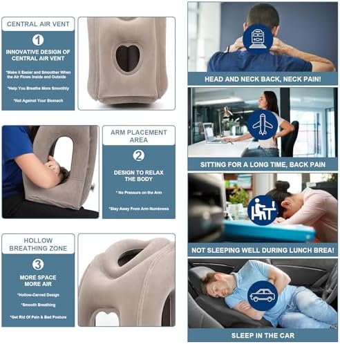 Adjustable 60 Inflatable Travel Air Pillow for Neck and Shoulder Comfort