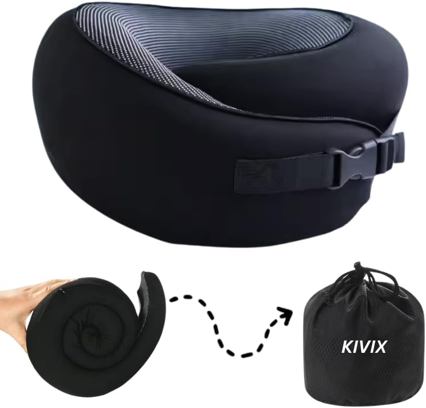 KIVIX 2025 Updated Travel Pillow for Airplanes - Neck Support and Comfort