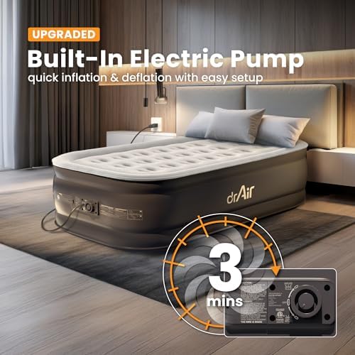 Dr Air Twin Air Mattress 18 Inflatable Bed for Home Camping Guests