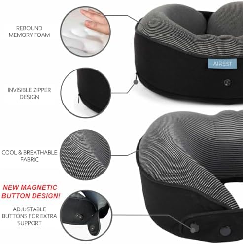 Comfort Travel Pillow with Magnetic Buttons