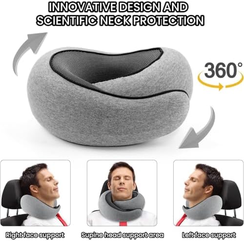 Travel Pillow for 360 Comfort Memory Foam Neck Pillow Ergonomic Design 2024 New Design