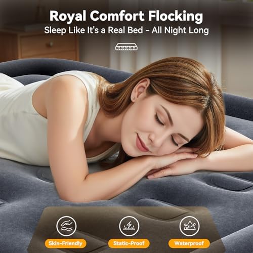 3-Min King Air Mattress with Built-In Pump Silver