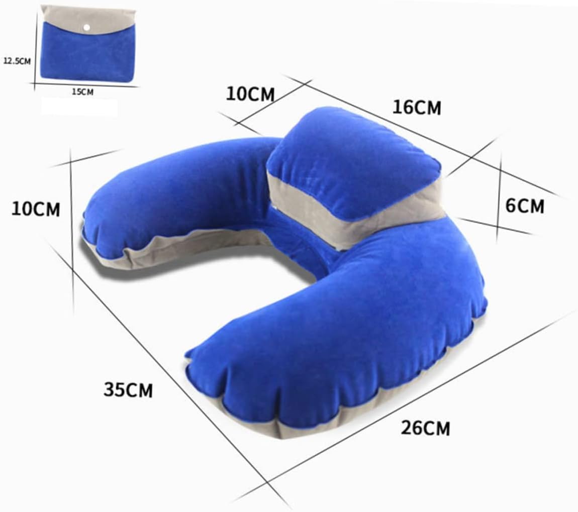 Romanisba Inflatable U-Shaped Travel Pillow With Earplugs For Neck Support Comfort
