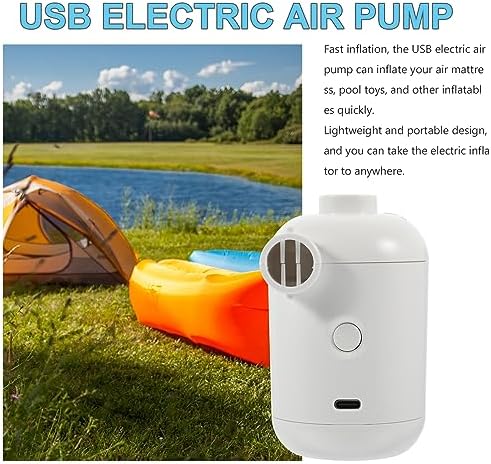 Quickly Inflates Air Mattresses Pools in Minutes USB Rechargeable Inflater Pump for Camping Picnic or Home Use