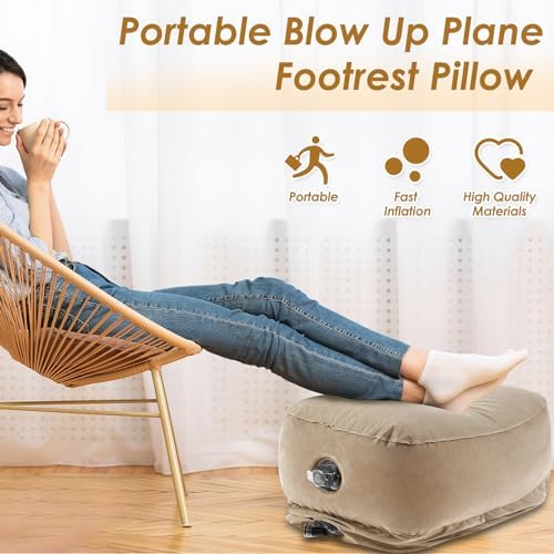 Falemusic Inflatable Travel Pillow Adjustable Height for Adults and Kids Perfect for Airplane Car and Office Use